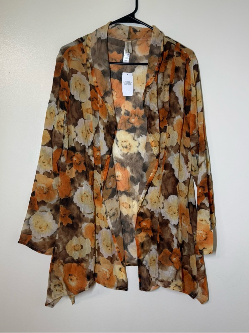 Decorated Originals Floral Lightweight Polyester Open Cardiganβ
